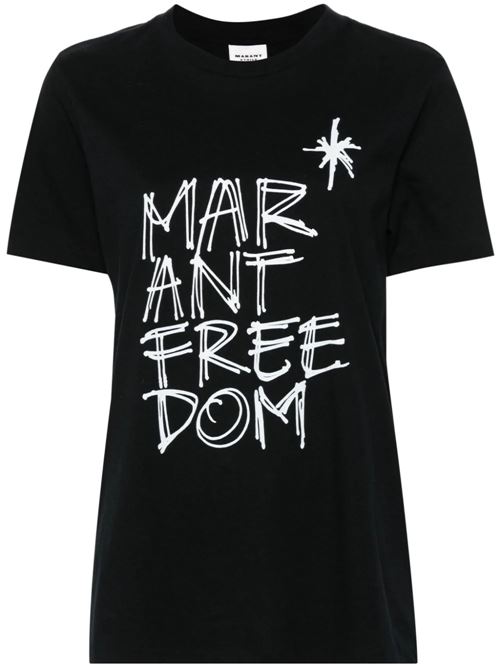 T-shirt nera con logo MARANT ETOILE | TS0147FAB3N07E01BK